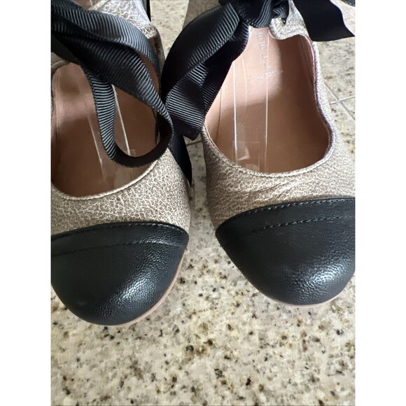 Jeffrey Campbell Brown/Black Leather Mary Jane Size 6.5 Women's Wedge Heel Tie - Picture 3 of 11